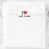 Sticker Carré J'Aime Les Chiens Chauds (Sac)