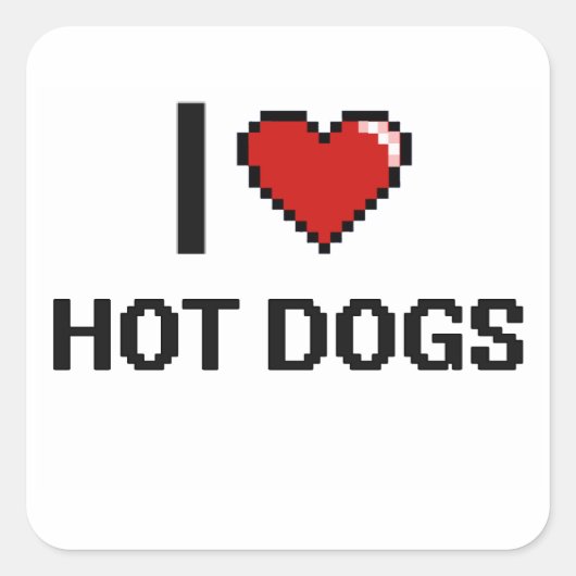 Sticker Carré J'Aime Les Chiens Chauds (Devant)