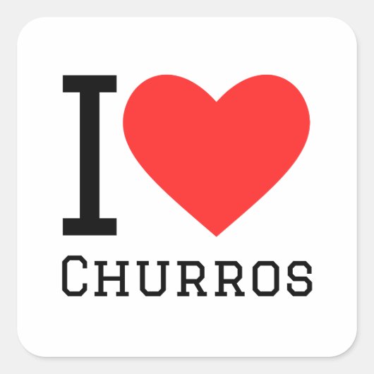 Sticker Carré J'aime les churros (Devant)