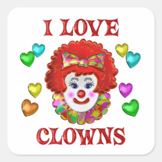 STICKER CARRÉ J'AIME LES CLOWNS