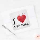 Sticker Carré J'aime les Coeurs de New York (Enveloppe)
