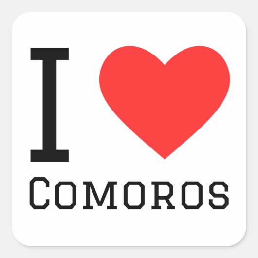 Sticker Carré J'aime les Comores (Devant)