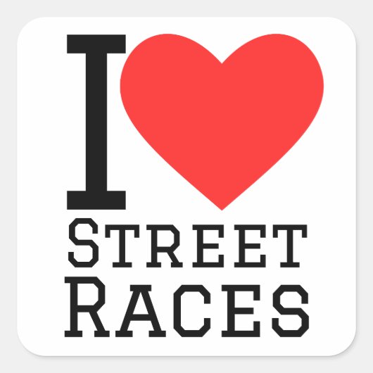 Sticker Carré J'aime les courses de rue (Devant)
