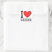 Sticker Carré J'aime les geeks (Sac)