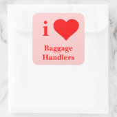 Sticker Carré J'aime les gestionnaires de bagages (Sac)