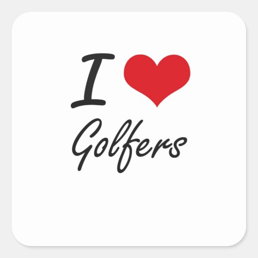 Sticker Carré J'aime les golfeurs (Devant)