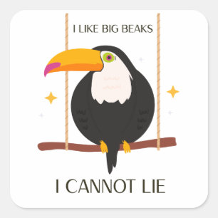 Sticker Carré J'aime les gros becs je ne peux pas mentir Toucan