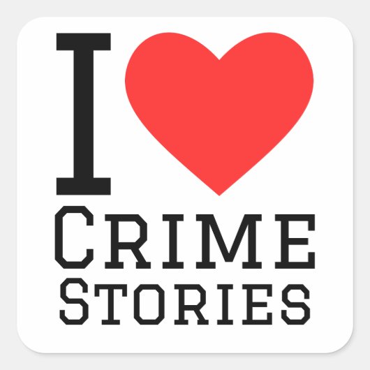 Sticker Carré J'aime les histoires de crimes (Devant)