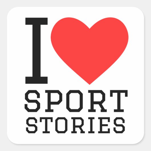 Sticker Carré J'aime les histoires de sport (Devant)