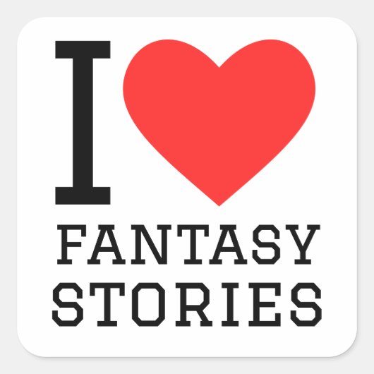 Sticker Carré J'aime les histoires d'imaginaires (Devant)