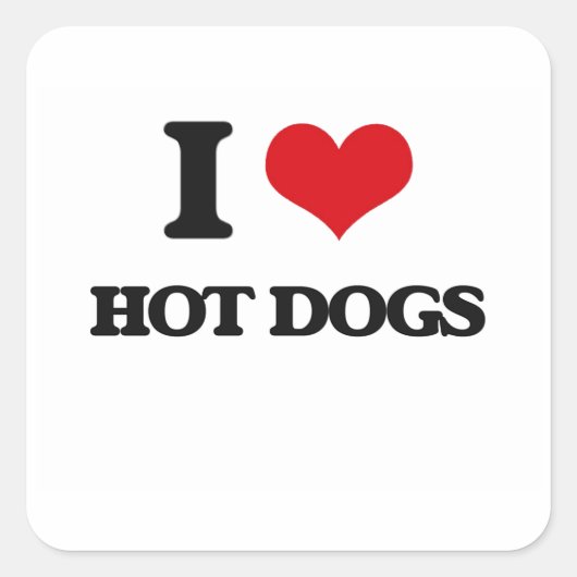 Sticker Carré J'aime les hot-dogs (Devant)