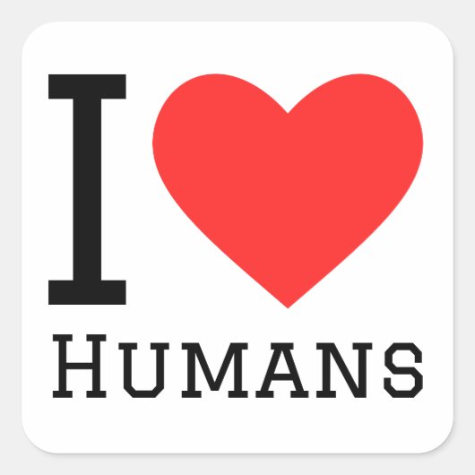 Sticker Carré J'aime les humains (Devant)