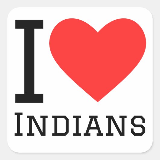 Sticker Carré J'aime les Indiens (Devant)