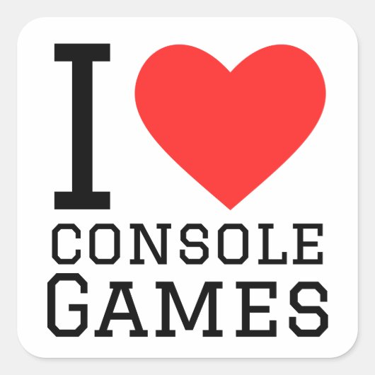 Sticker Carré J'aime les jeux de console (Devant)