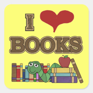 Sticker Carré J'aime les livres