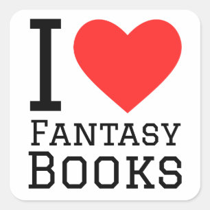 Sticker Carré J'aime les livres d'imaginaires