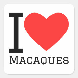 Sticker Carré J'aime les macaques