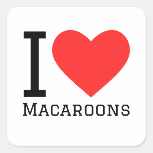 Sticker Carré J'aime les macarons