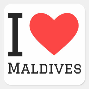 Sticker Carré J'aime les maldives