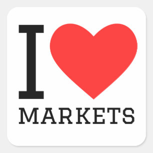 Sticker Carré J'aime les marchés