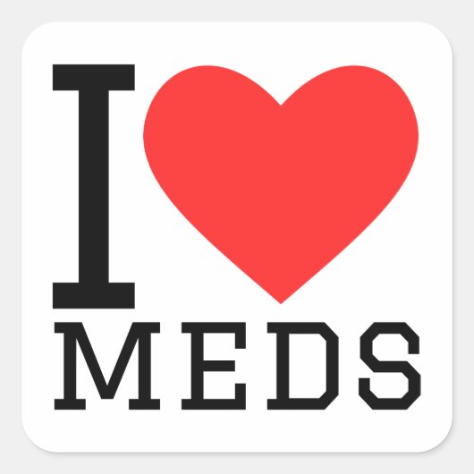 Sticker Carré J'aime les médicaments (Devant)