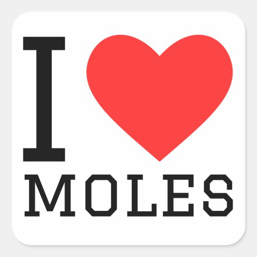 Sticker Carré J'aime les moles (Devant)