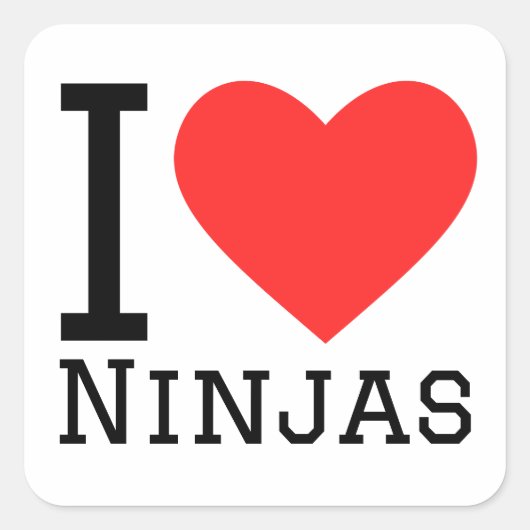 Sticker Carré J'aime les ninjas (Devant)