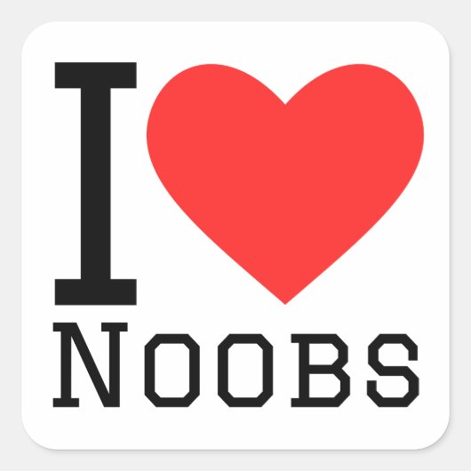 Sticker Carré J'aime les noobs (Devant)