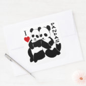 Sticker Carré J'aime les pandas (Enveloppe)