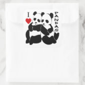 Sticker Carré J'aime les pandas (Sac)