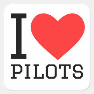 Sticker Carré J'aime les pilotes