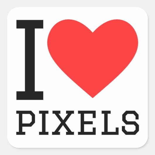 Sticker Carré J'aime les pixels (Devant)