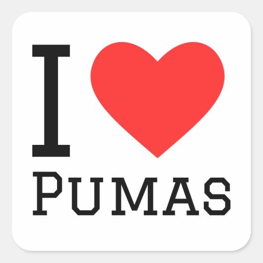 Sticker Carré J'aime les pumas (Devant)