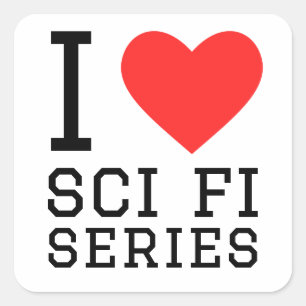 Sticker Carré J'aime les séries de science-fici