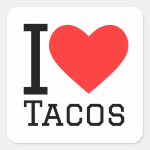 Sticker Carré J'aime les tacos