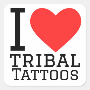 Sticker Carré J'aime les tatouages tribaux