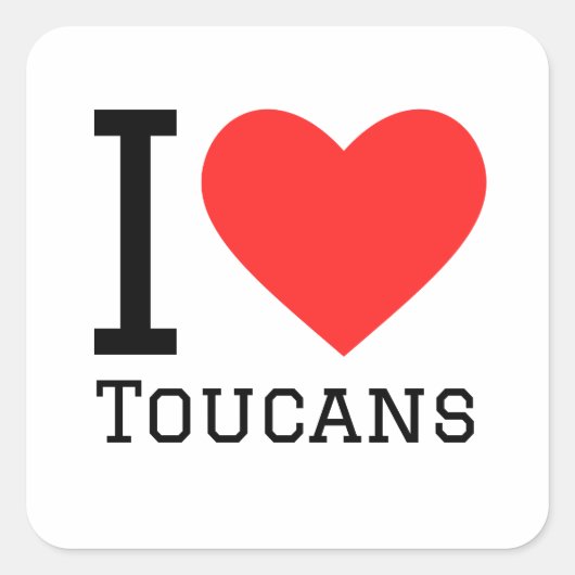 Sticker Carré J'aime les toucans (Devant)