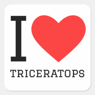 Sticker Carré J'aime les triceratops