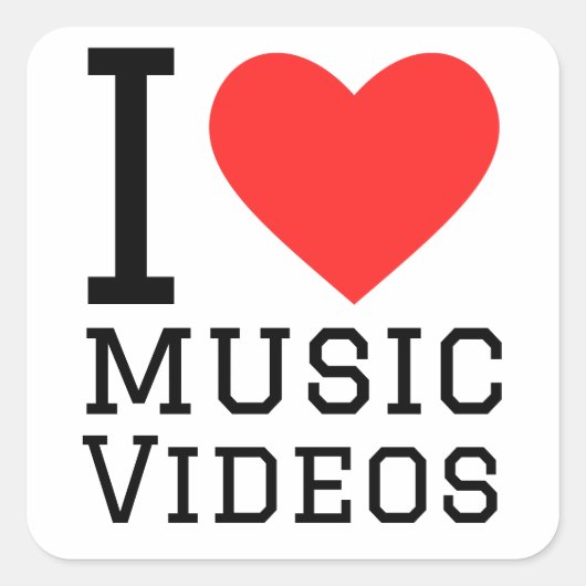 Sticker Carré J'aime les vidéos musicales (Devant)