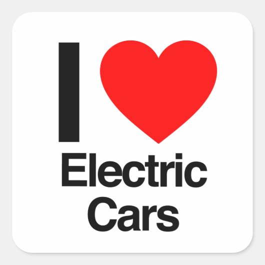 Sticker Carré j'aime les voitures électriques (Devant)