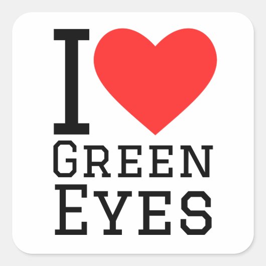 Sticker Carré J'aime les yeux verts (Devant)