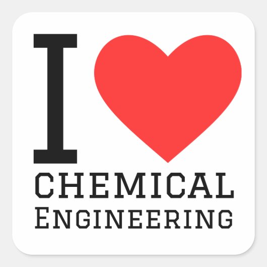 Sticker Carré J'aime l'ingénierie chimique (Devant)