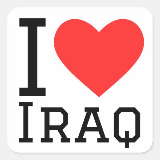 Sticker Carré J'aime l'irak (Devant)