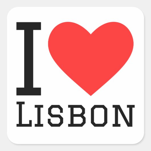 Sticker Carré J'aime Lisbonne (Devant)
