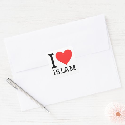 Sticker Carré J'aime l'Islam (Enveloppe)