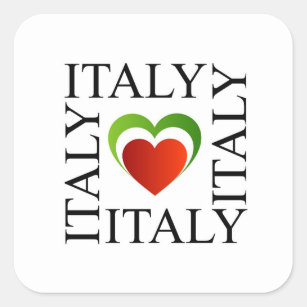 Sticker Carré J'aime l'Italie avec des couleurs italiennes de