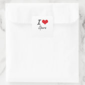 Sticker Carré J'aime l'opéra (Sac)