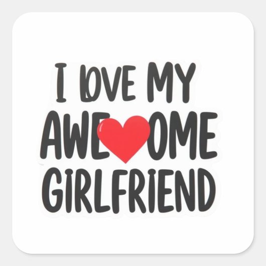 Sticker Carré J'aime ma copine géniale (Devant)