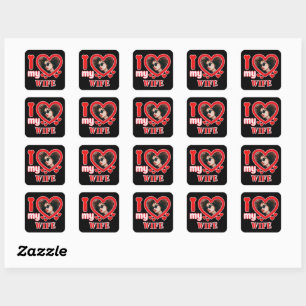 Sticker Carré J'Aime Ma Femme Personnalisée