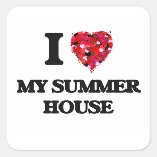 Sticker Carré J'aime ma maison d'été
